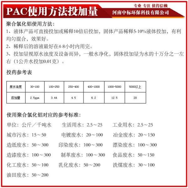 聚合氯化鋁PAC使用方法投加量中標(biāo)生產(chǎn)廠(chǎng)家18530933138